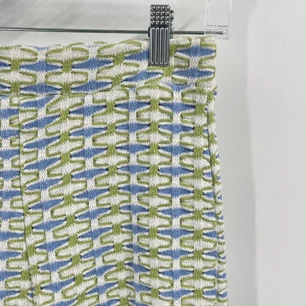 Zara Green Blue Knit Pull On Trouser Pants Sz Small - Picture 3 of 7